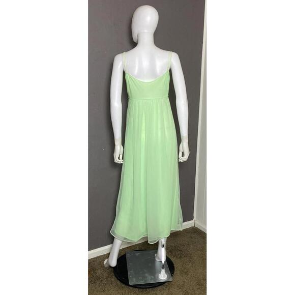 1960's Mint Green Chiffon Nightgown size M Empire Waist Maxi Nightgown - Picture 5 of 10